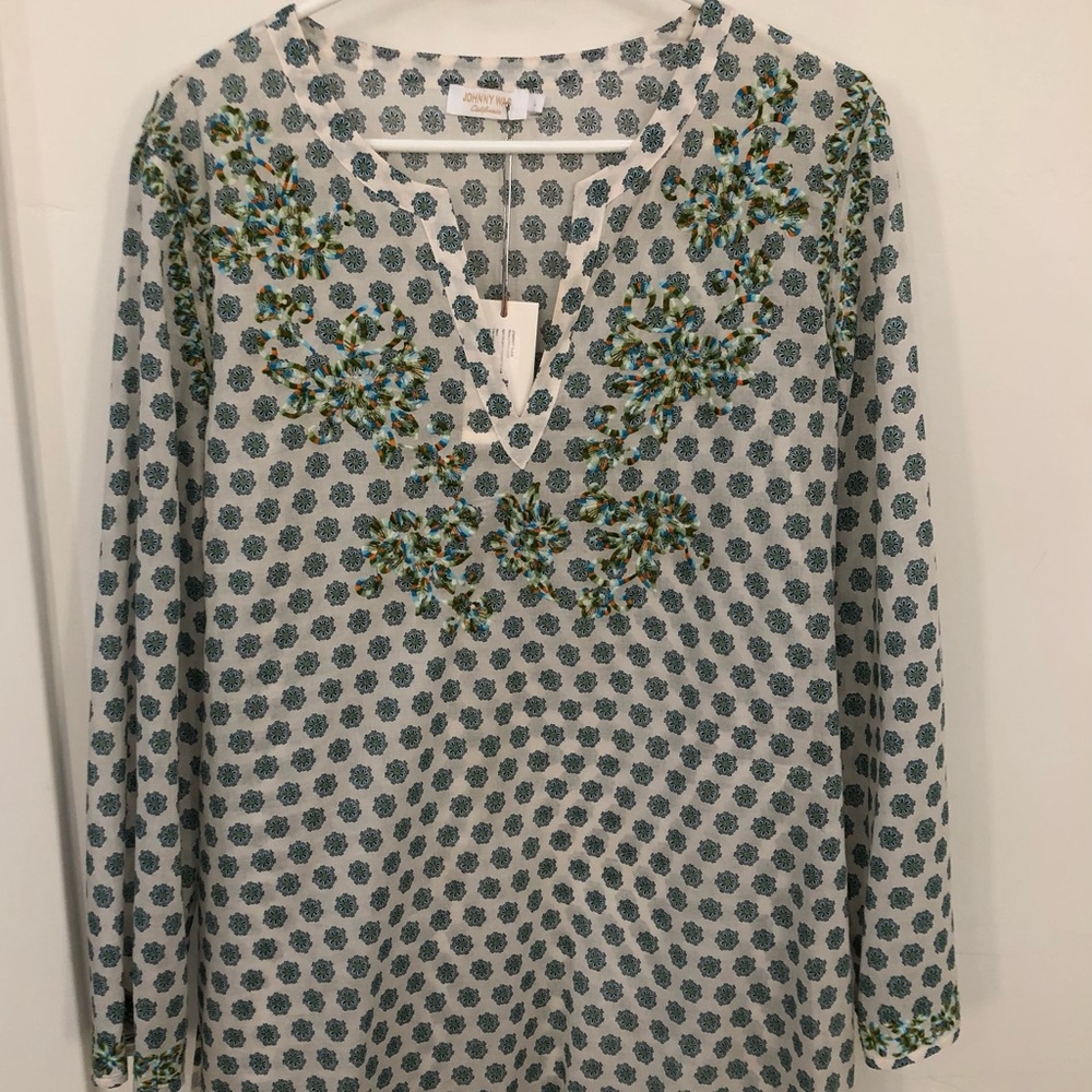 Johnny Was Azalea Embroidered Tunic Size L